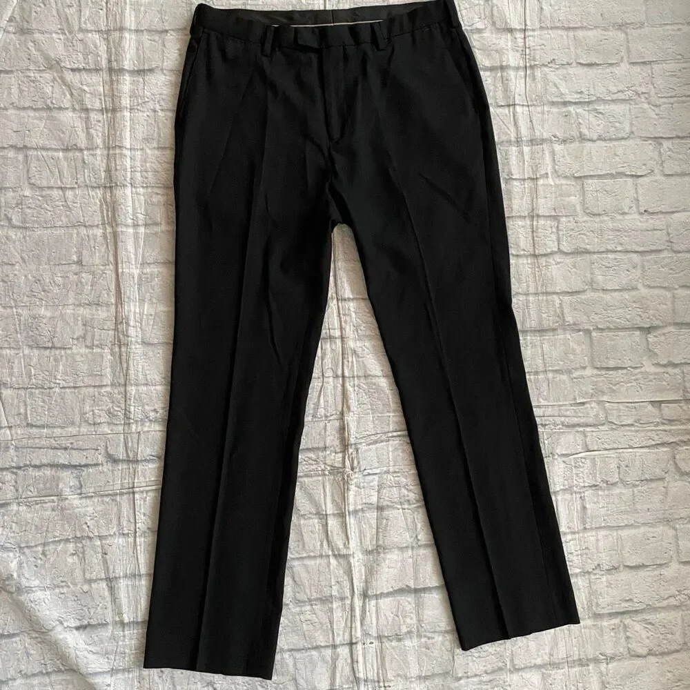 Louis Raphael tailored men 38/34 wool blend pull on dress pants black